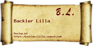 Backler Lilla névjegykártya